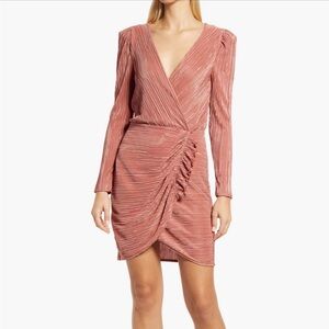 Halogen Elegant Pink Long-Sleeve Dress